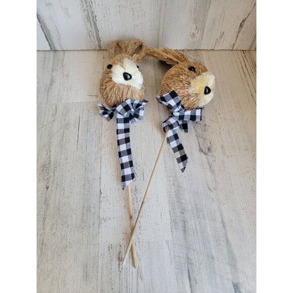 Bristle easter bunny head pick set bow plaid rabbit - Picture 1 of 10